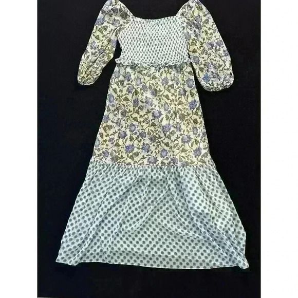 Taylor smocked maxi green/blue floral maxi dress wedding guest dress cottagecore - Picture 1 of 9